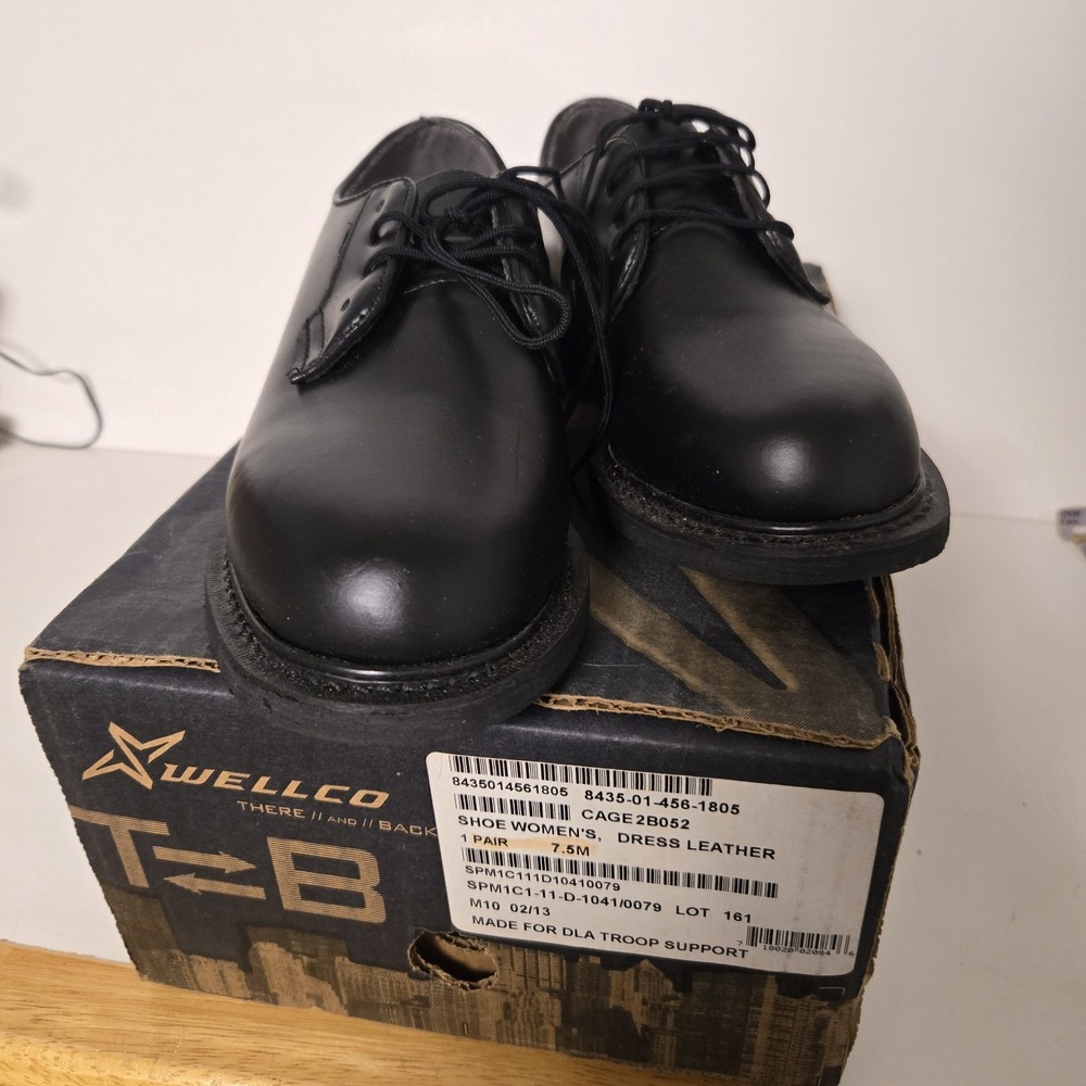 Wellco Women's Oxford Shoes 7.5M Black Military School Uniform 2B052 NEW